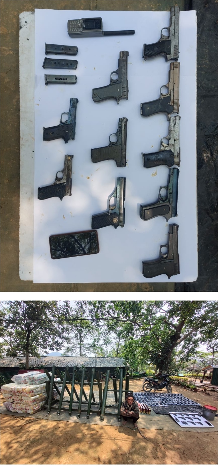 Assam Rifles recover a huge quantity of arms and ammunition along Indo-Myanmar Border in Nagaland.