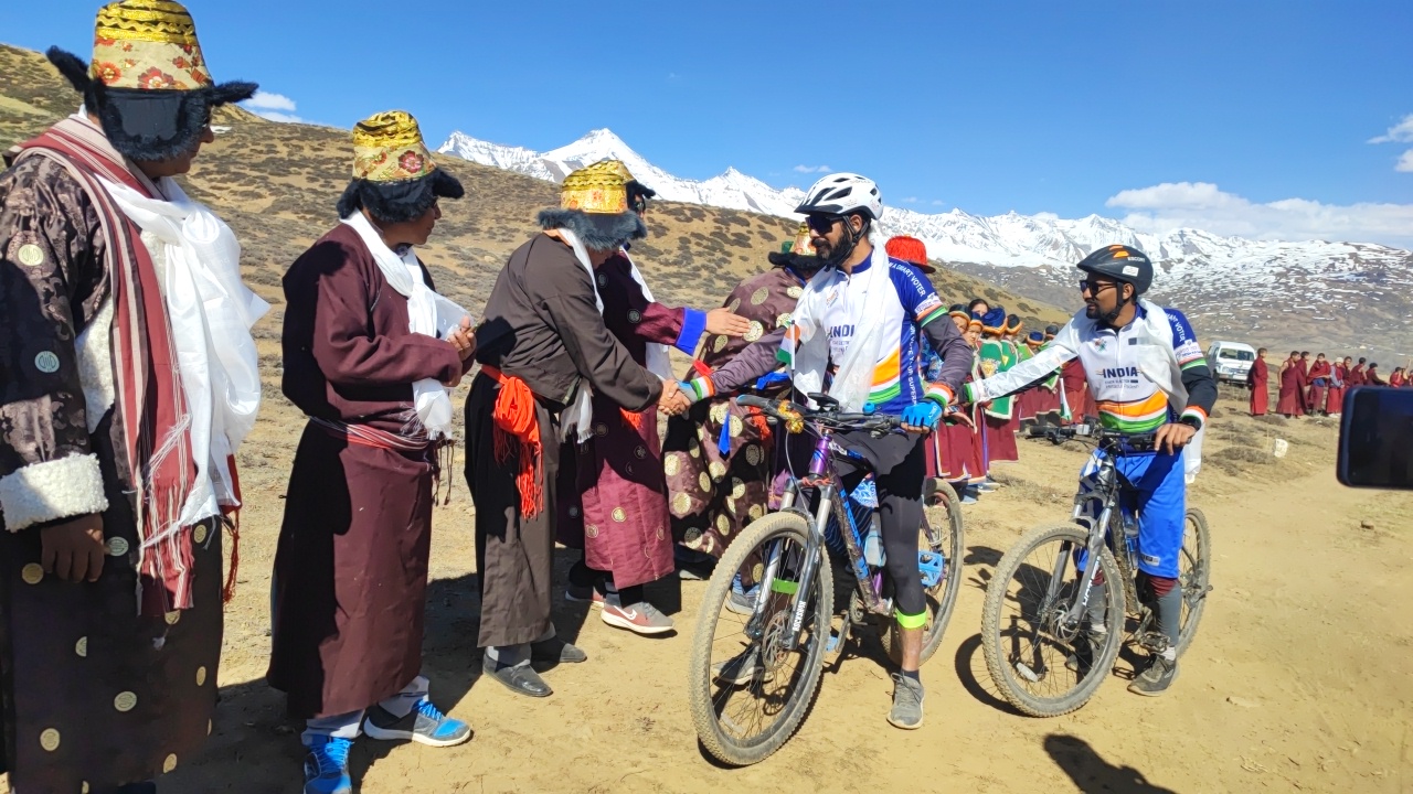 Cycling expedition promotes voter awareness at the world’s highest polling station, Tashigang, in Lahaul and Spiti.