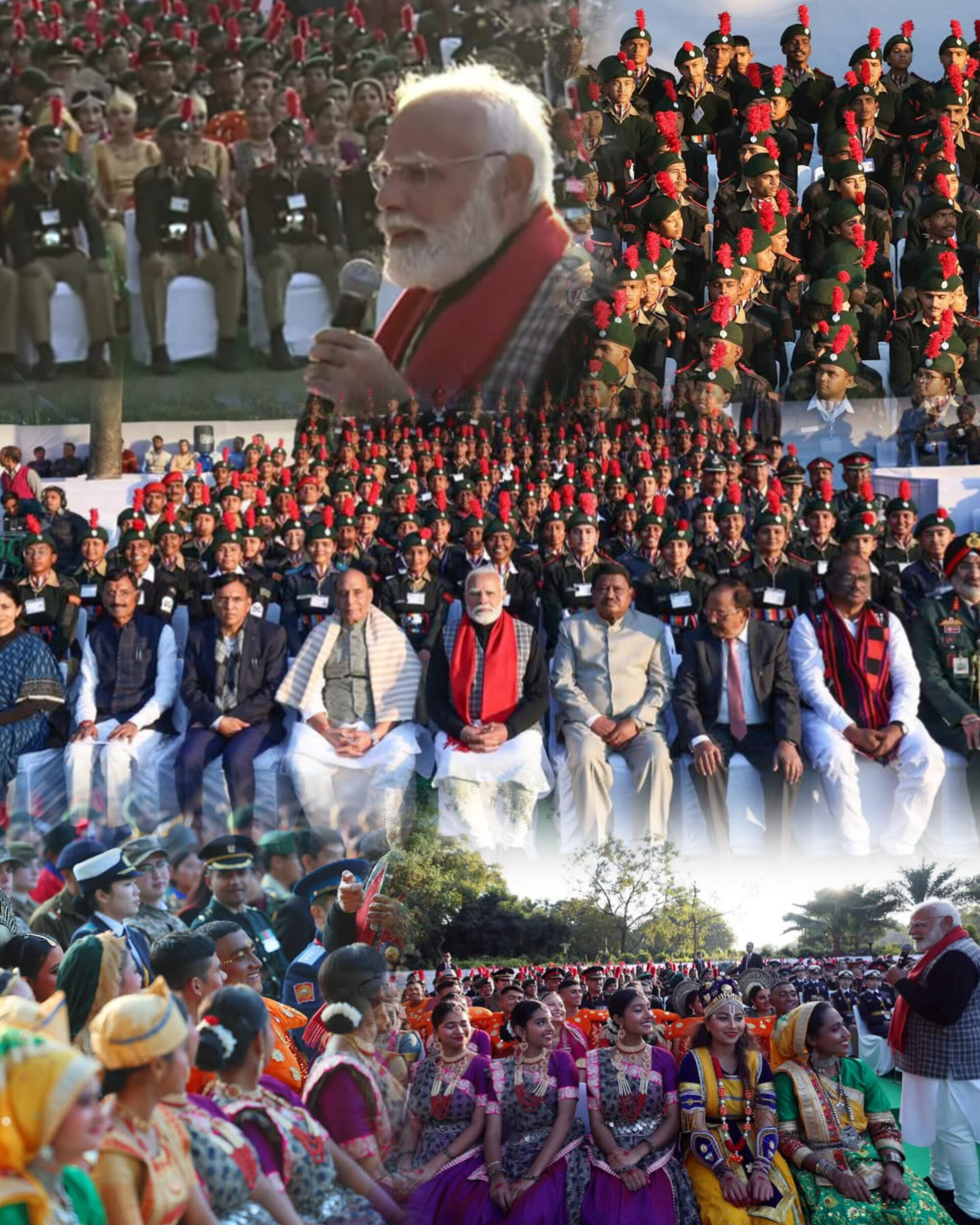 Prime Minister Narendra Modi Interacts with NCC Cadets, NSS Volunteers, Tribal Guests, and Tableaux Artists Ahead of Republic Day Parade.