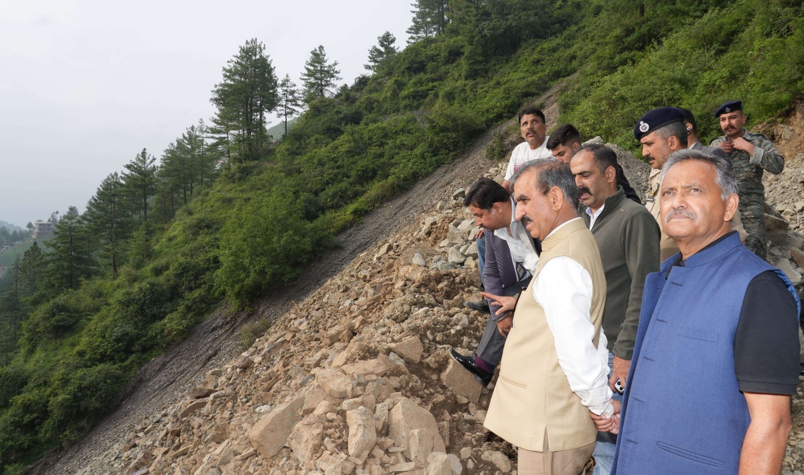 CM Sukhu Inspects Shoghi-Dhalli Four-Lane Project, Assures Relief to Affected Families Amid Safety Concerns.