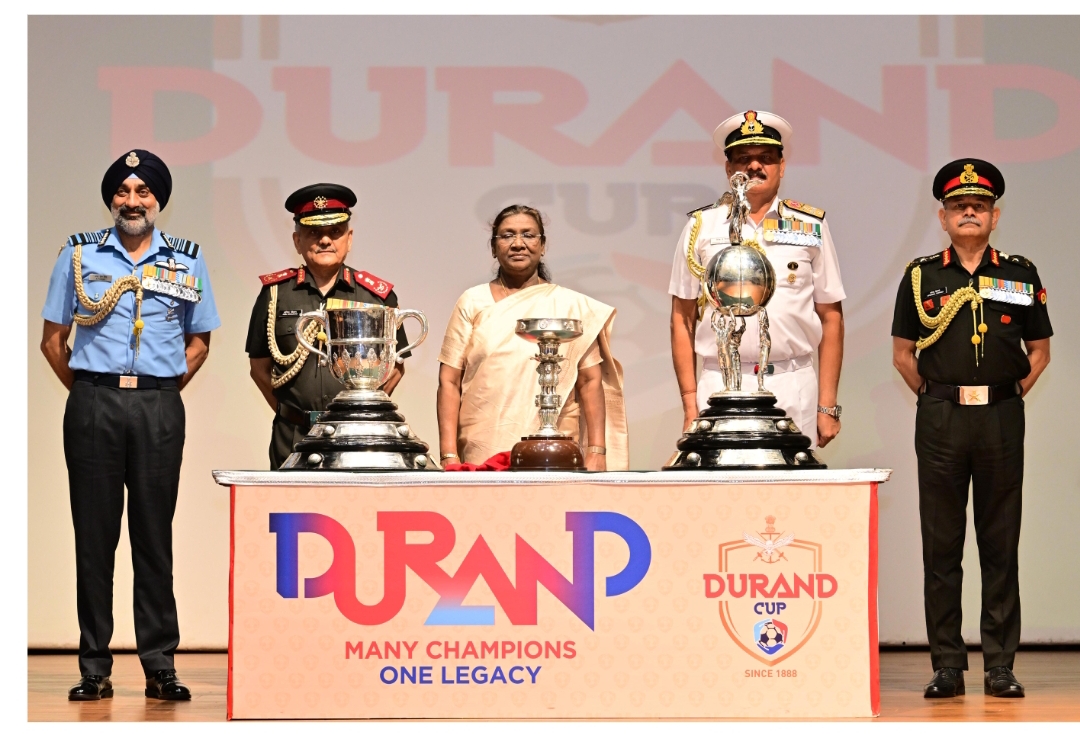 President Droupadi Murmu Flags Off Durand Cup 2025 Trophies, Lauds Football’s Role in National Unity.