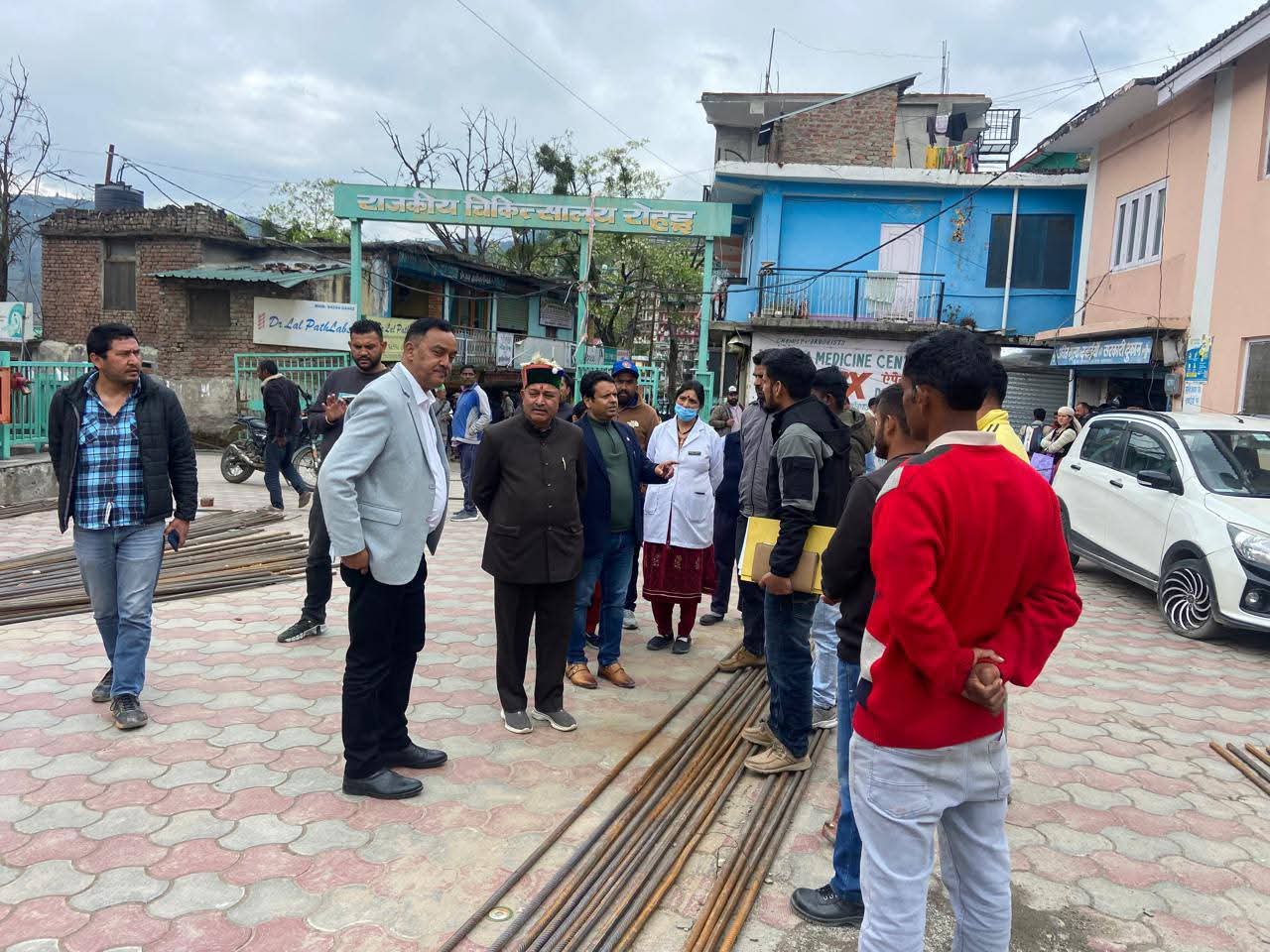 MLA Mohan Lal Brakta Inspects Critical Care Block Construction at Civil Hospital. 