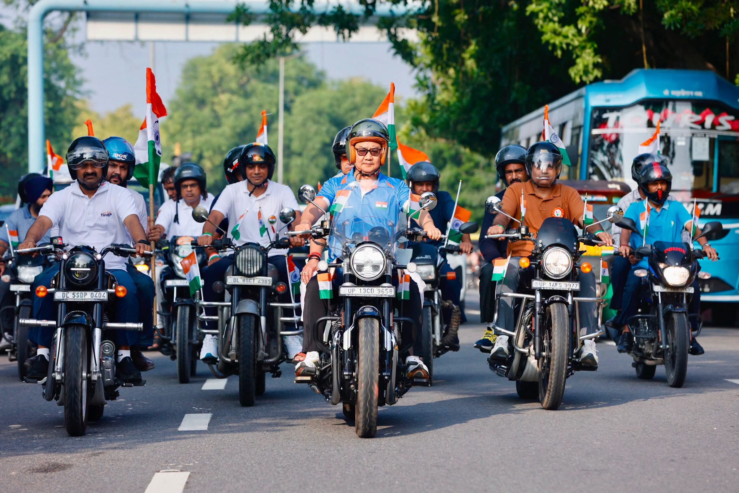 Vice-President Flags Off Har Ghar Tiranga Bike Rally of MPs, Commemorating 150 Years of Vande Mataram.