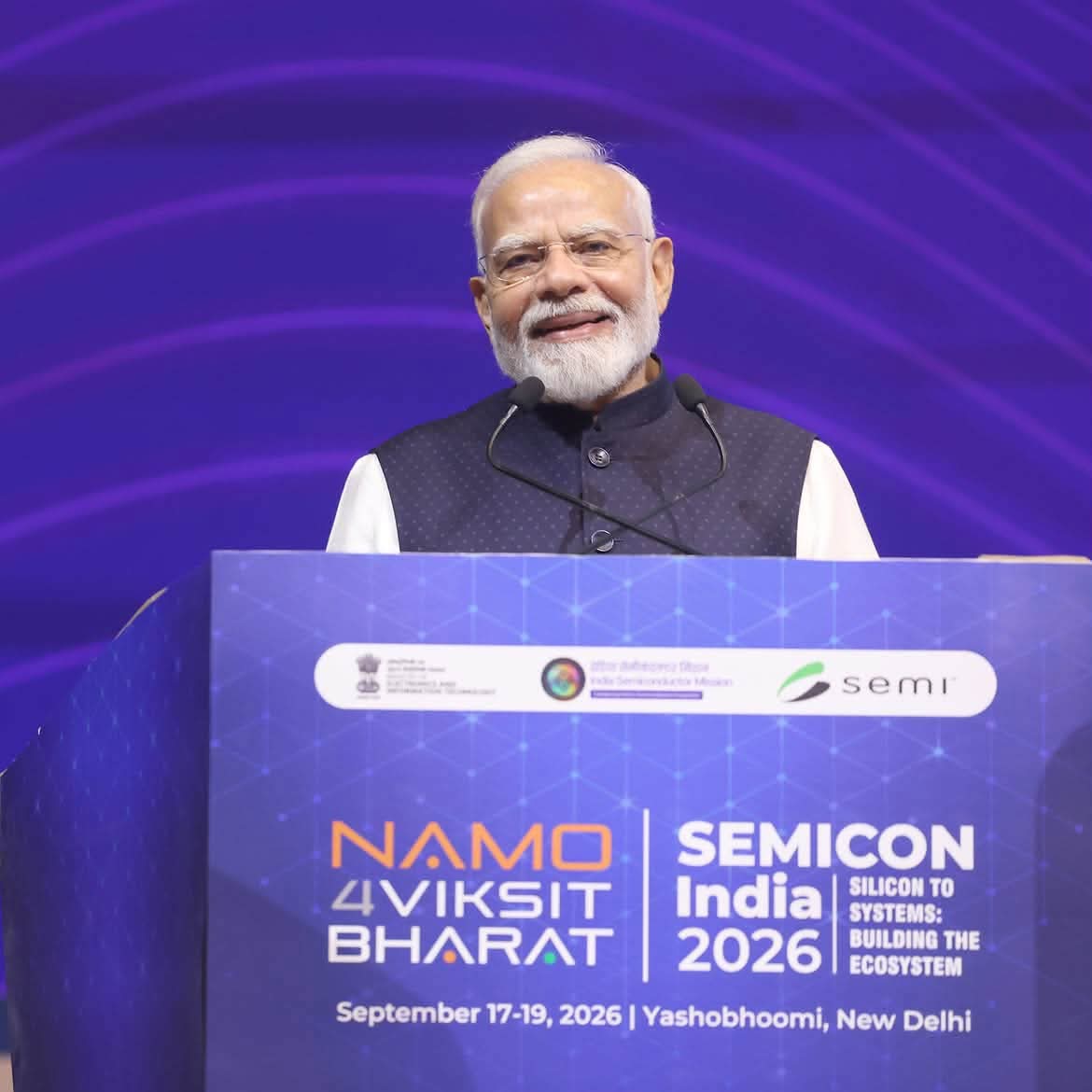 PM Modi Inaugurates SEMICON India 2026, Says India Emerging as Trusted Semiconductor Manufacturing Hub.